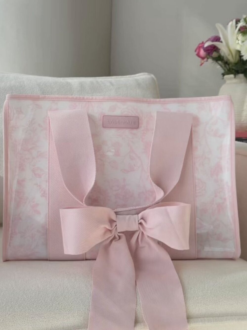 Case-Mate Pink Rose Bow Jelly Tote Bag Waterproof Beach Travel Gym Coquette NWT - Picture 3 of 6